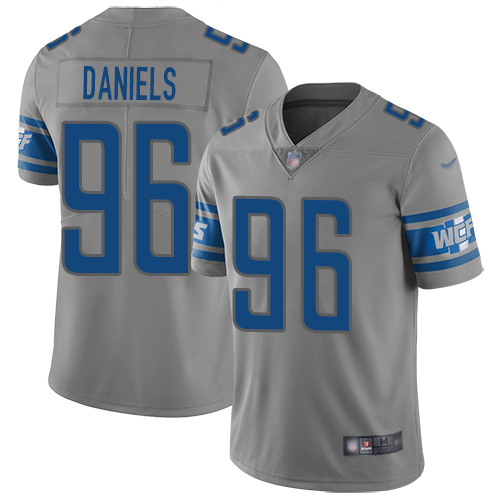Detroit Lions Limited Gray Men Mike Daniels Jersey NFL Football #96 Inverted Legend->youth nfl jersey->Youth Jersey